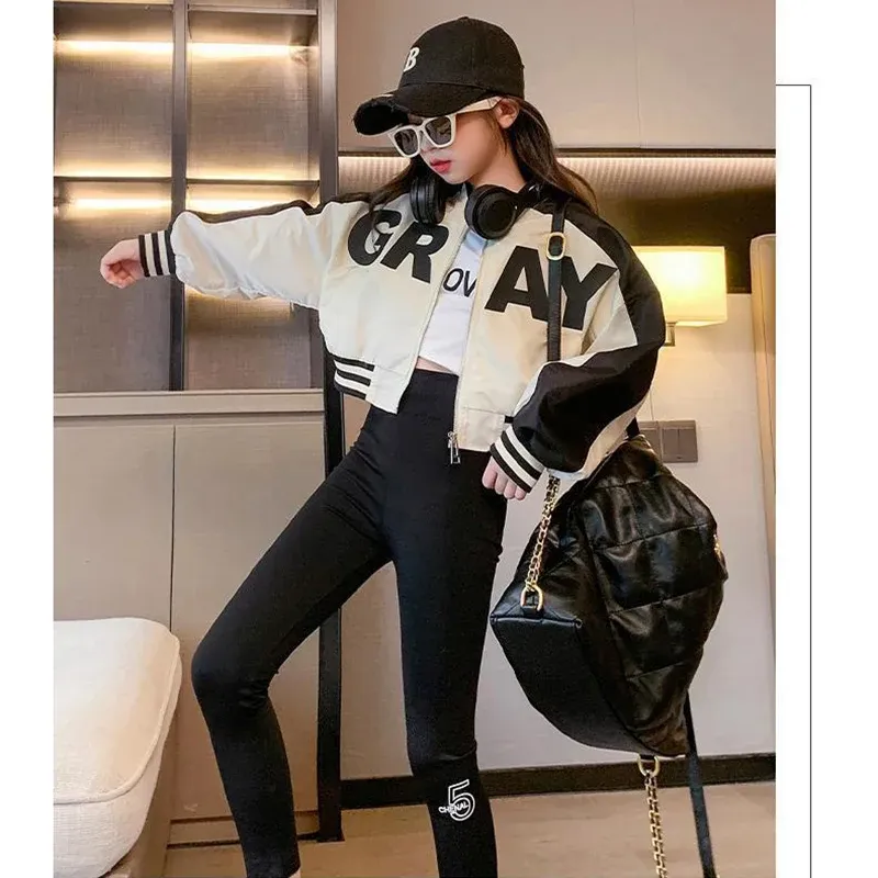 Girls Letter Zipper Windbreaker Jacket 6