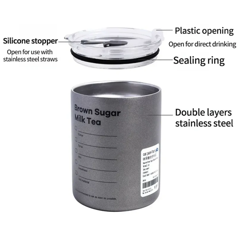 600ml Stainless Steel Thermos Cup with Straw 6