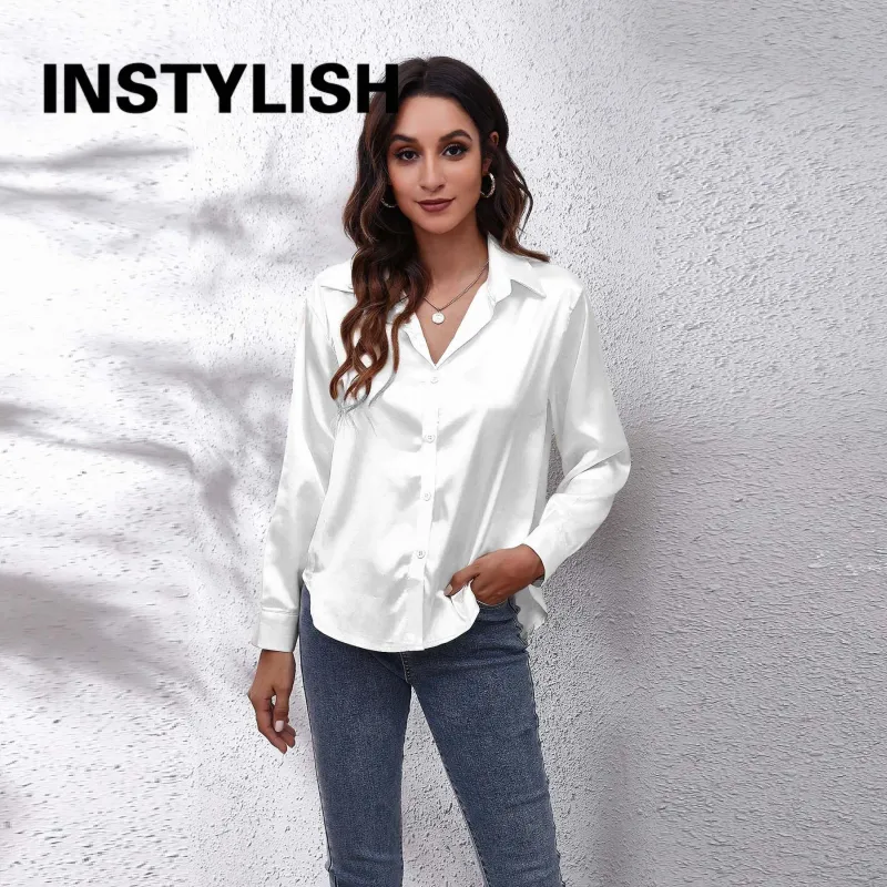 Women's Satin Long Sleeve Blouse 4