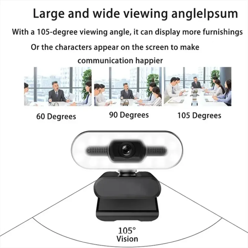 Portable 4K HD Webcam with Light 4