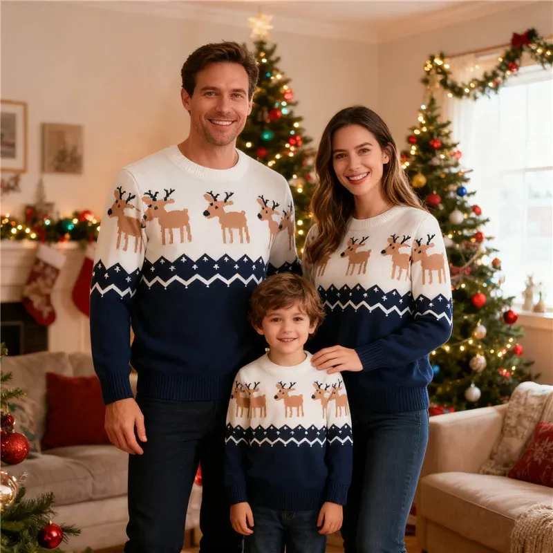 Family Christmas Elk Print Sweater 2