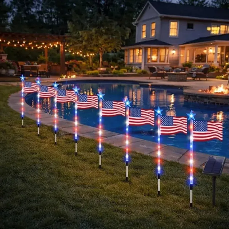 Solar American Flag Stake Lights 3