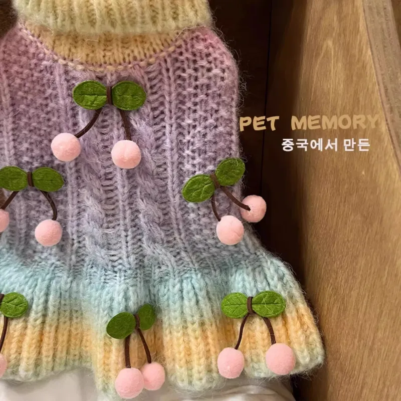 Cherry Knit Dog Sweater Dress 3