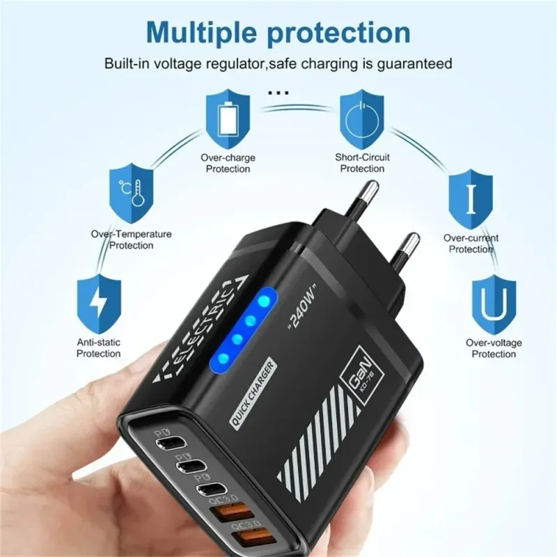 240W GaN 5-in-1 USB C Desktop Charger 5