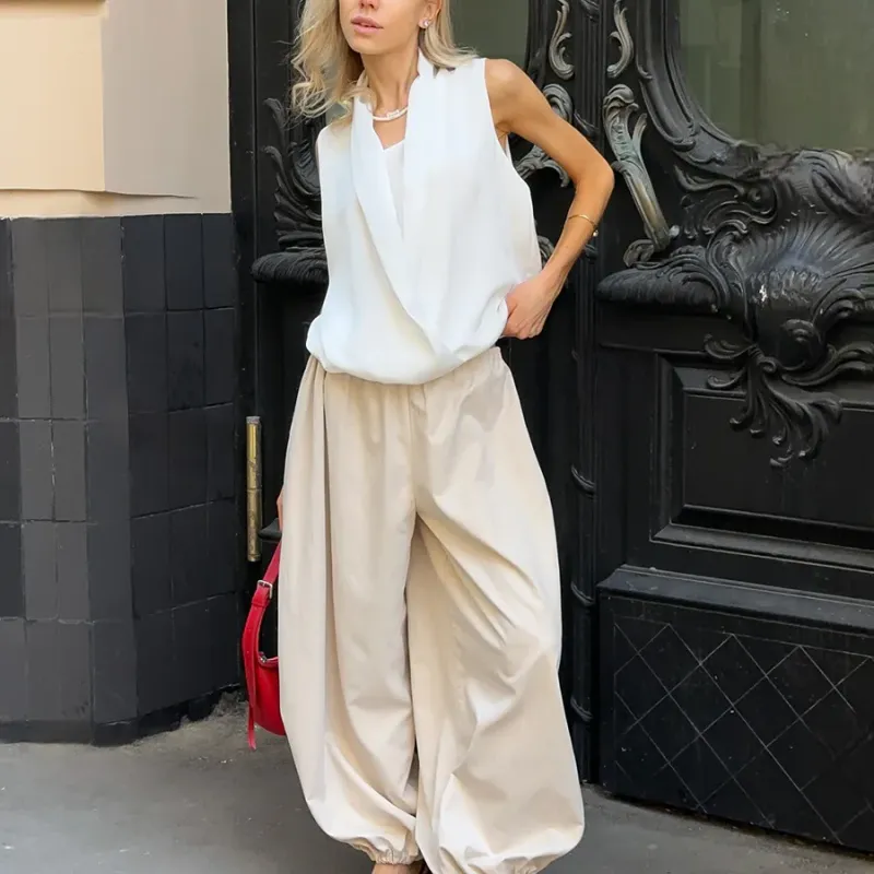 Cotton Lantern Wide Leg Pants 4