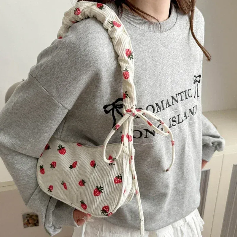 Strawberry Print Corduroy Mini Tote 2