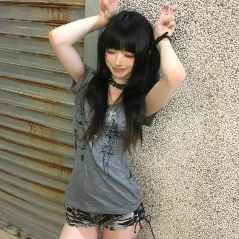 Japanese Y2K Print T-Shirt 4