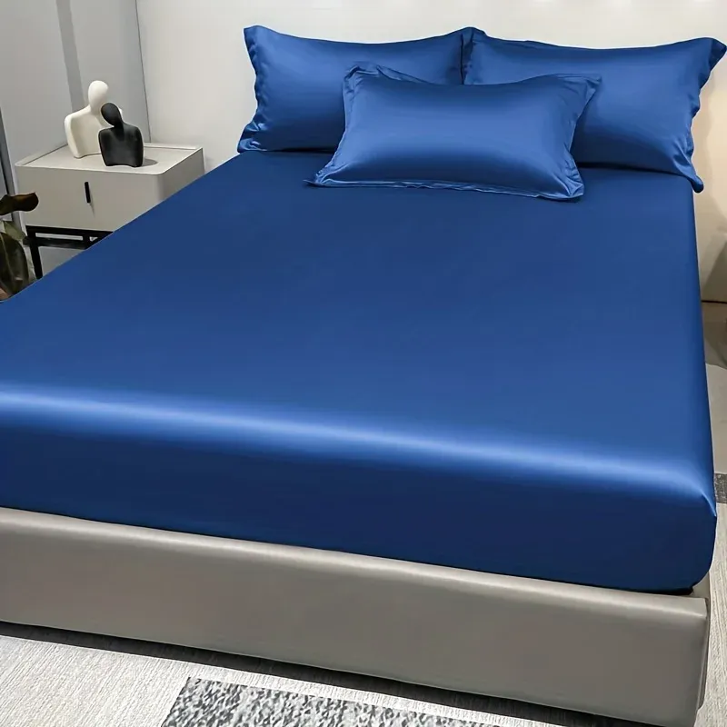 Satin Solid Color Fitted Sheet 1