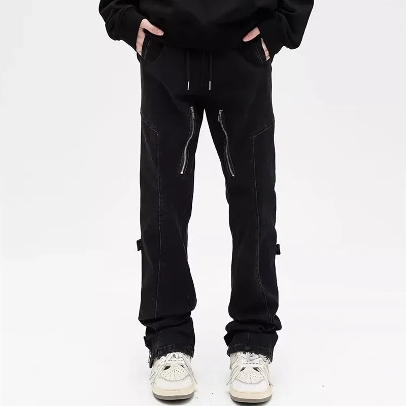 Black Y2K Cargo Jeans with Side Zipper 5