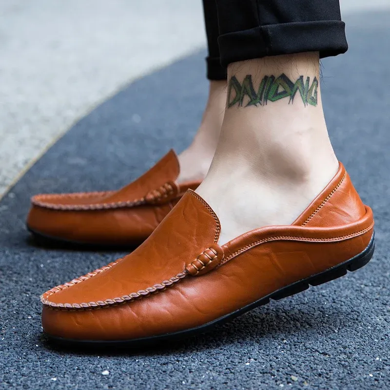 Men's Leather Loafers Slip-On Boat Shoes 6