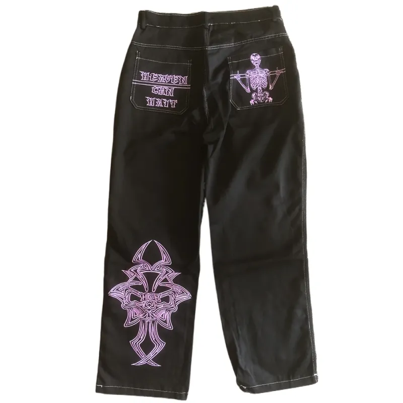 Y2K Embroidery Cargo Jeans for Men 1