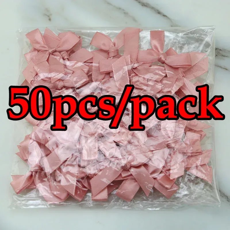 50 Pcs Pink Ribbon Bows for DIY Crafts 5