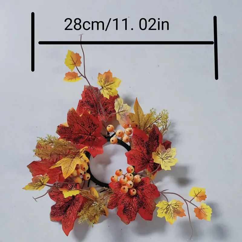 Autumn Maple Leaf Candle Holder Wreath 3