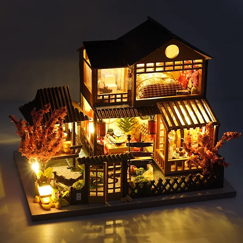 DIY Mini Wooden Dollhouse with Light Kit 2