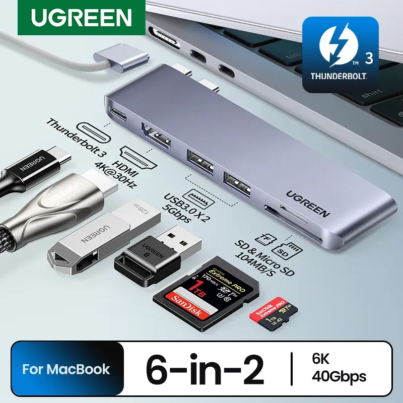 UGREEN 6-in-2 USB-C Hub for MacBook 1