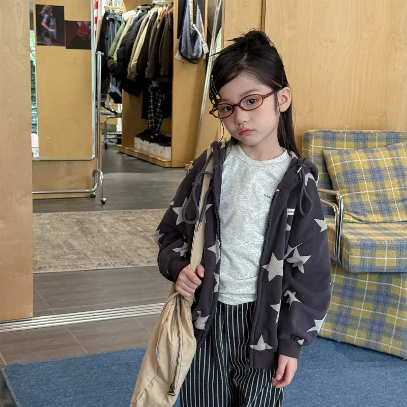 Kids Stars Hooded Zipper Coat 4