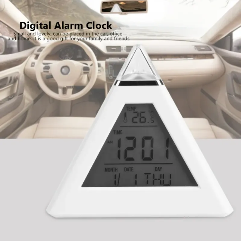 Pyramid LED Alarm Clock Thermometer 3