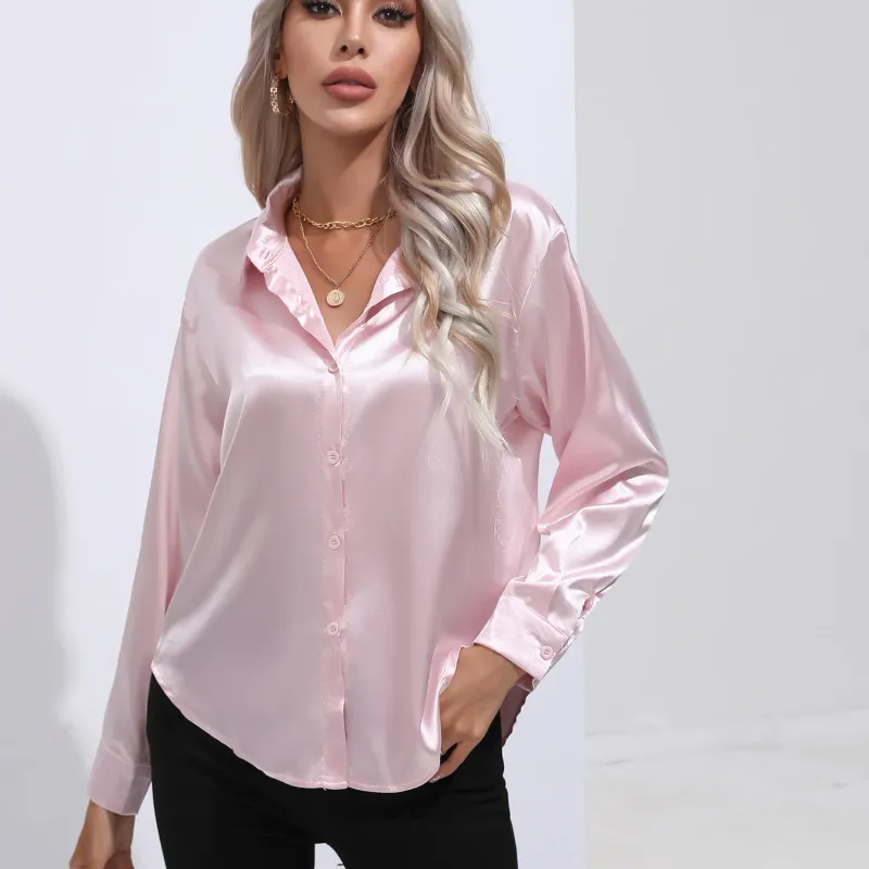 Elegant Satin Office Blouse Long Sleeve 3