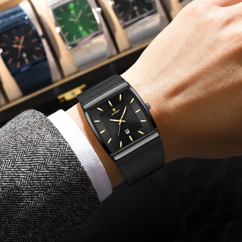 POEDAGAR Luxury Stainless Steel Mesh Watch 4
