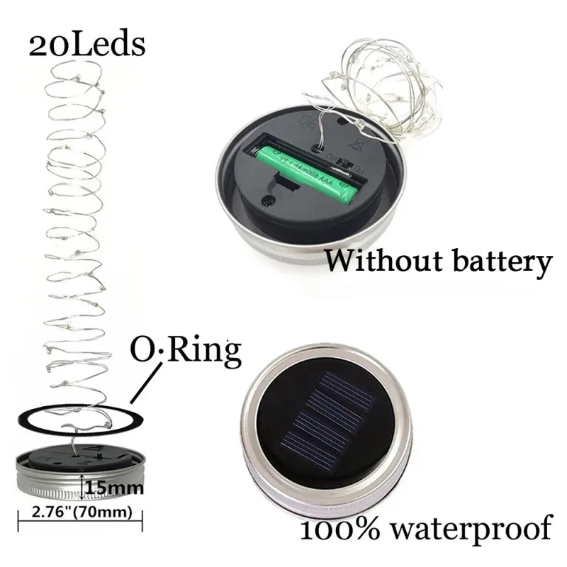 Solar Fairy String Lights - Mason Jar 6