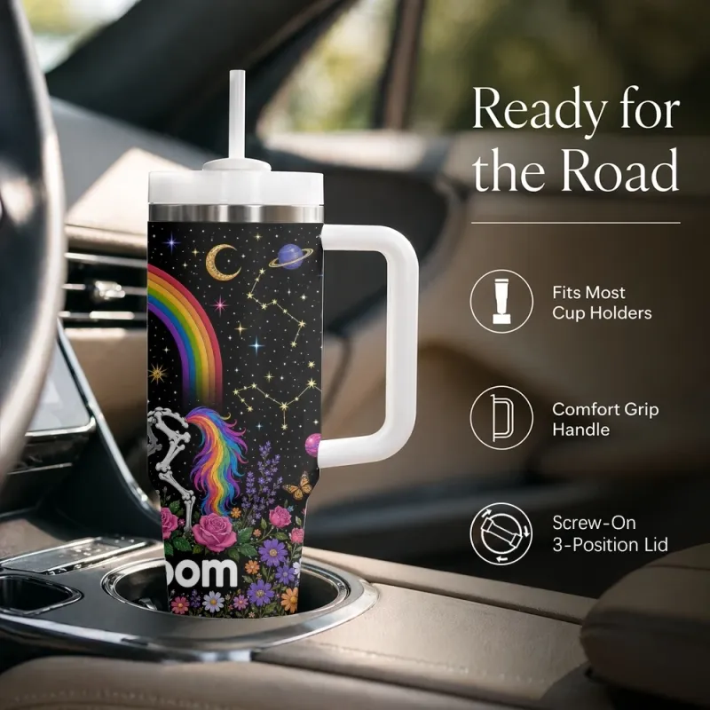 Rainbow Skeleton Unicorn Cosmic Tumbler 5