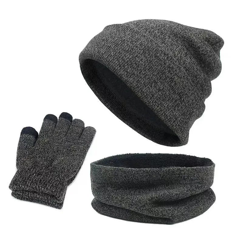 Winter Knitted Beanie Scarf Gloves Set 4