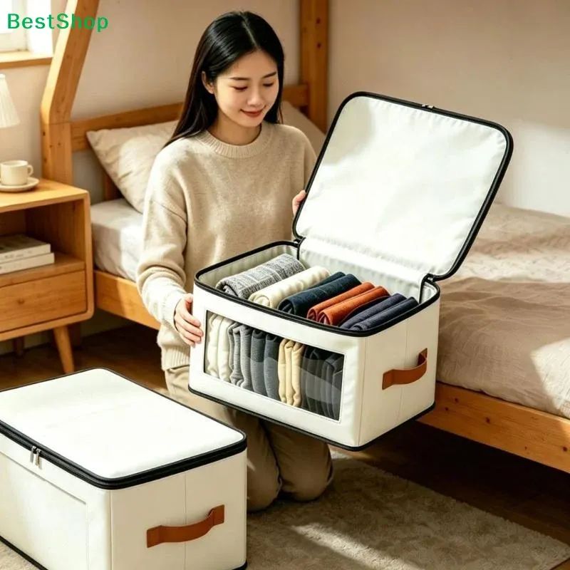 Foldable Fabric Storage Bins with Clear Window 4
