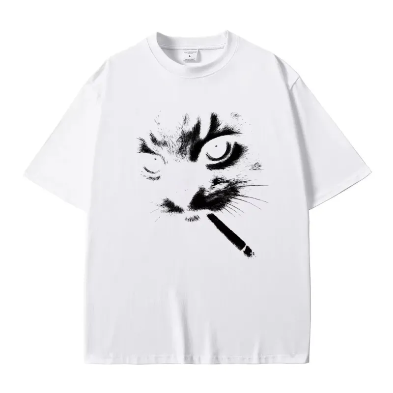 Smoking Cat Meme Vintage T-Shirt 4