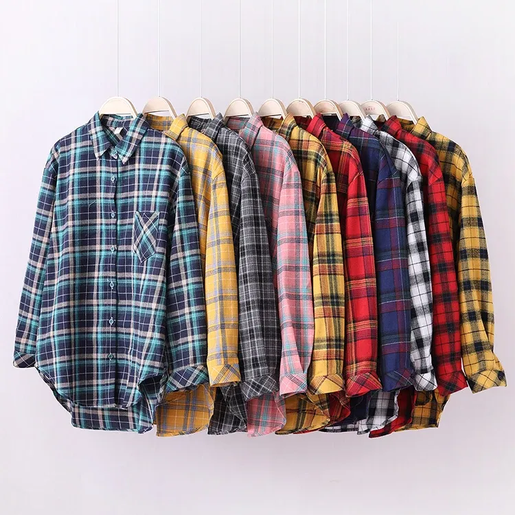 Women's Cotton Flannel Plaid Shirt 1