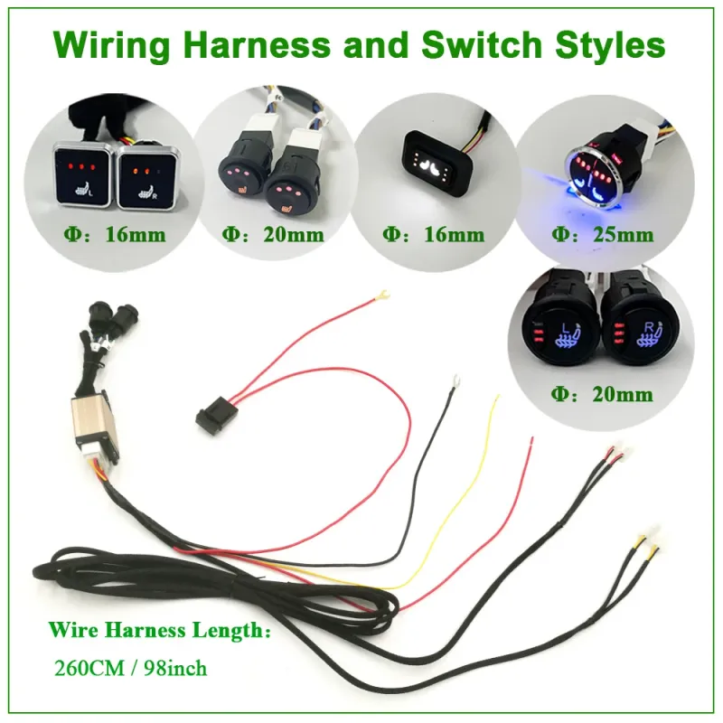 2-Seat Carbon Fiber Car Seat Heater Kit 2