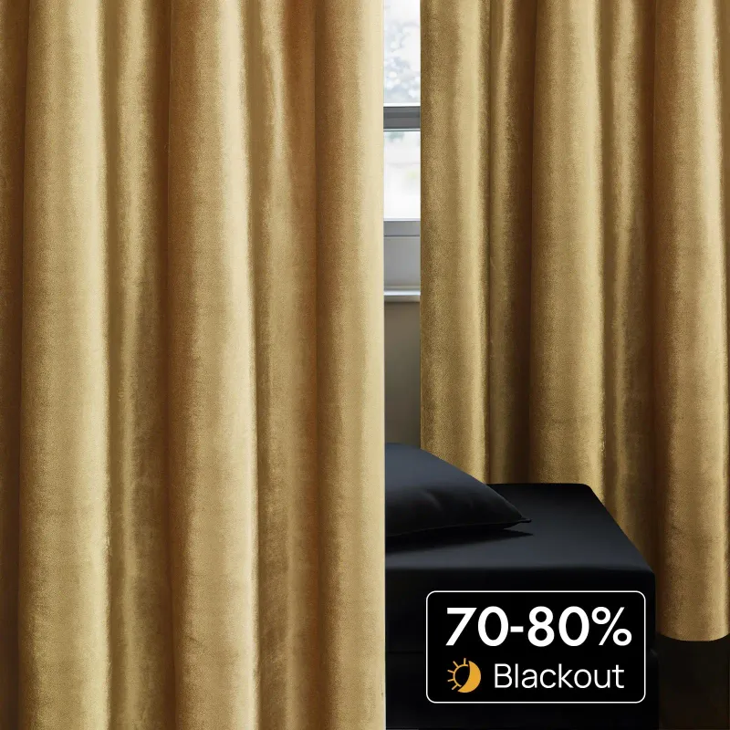 Gold Velvet Blackout Curtains 3