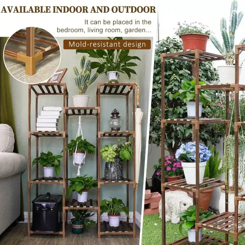 10-Tier Wood Plant Stand 6