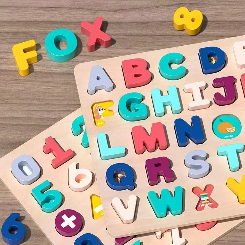Wooden ABC & Number Puzzle for Toddlers 2-4 1