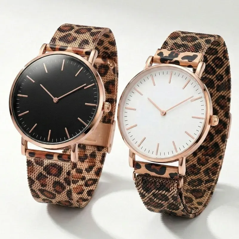 Leopard Print Mesh Watch for Women 1