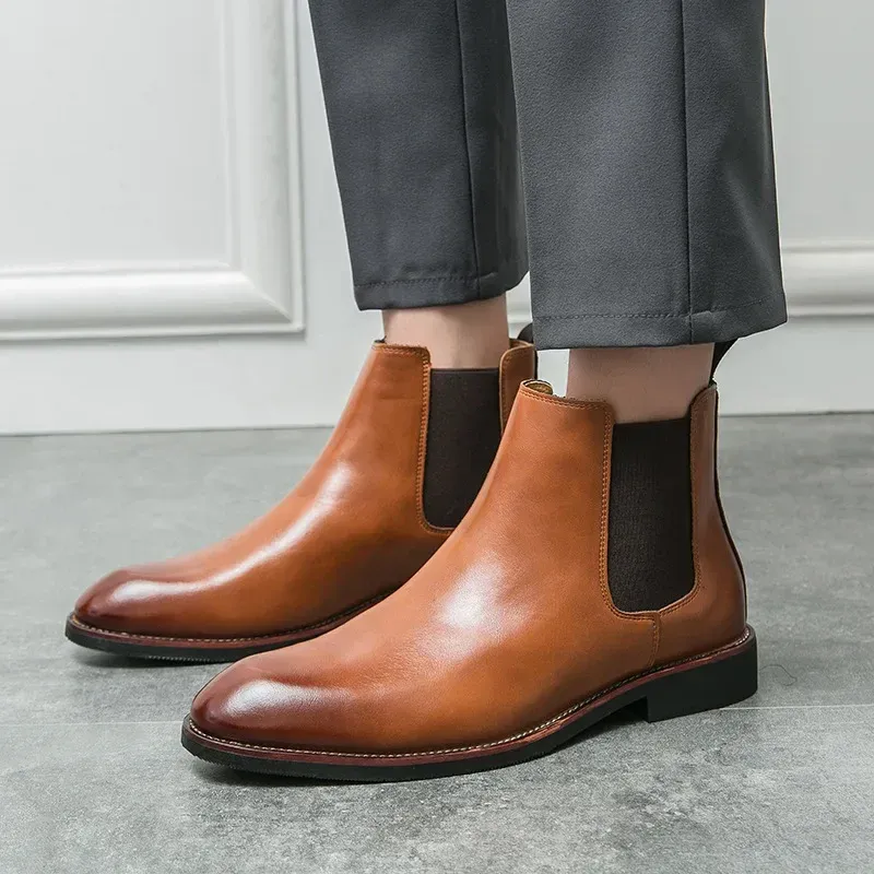 Men's Leather Chelsea Boots Thick Sole 5