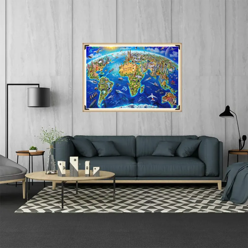 World Landmarks Map Jigsaw Puzzle 1000 Pieces 6