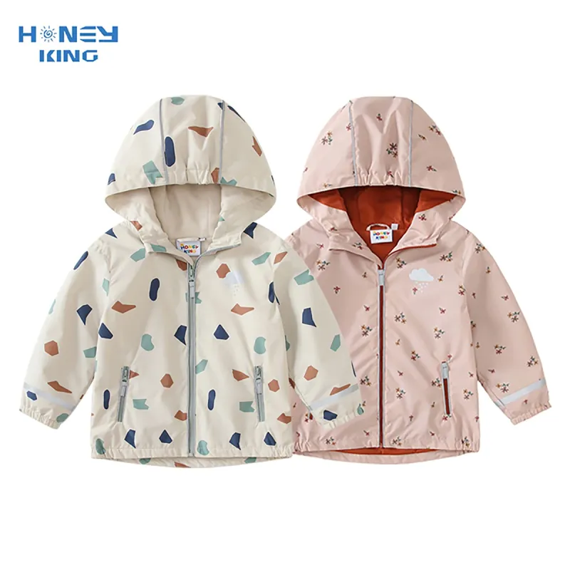 Girls Floral Fleece Hooded Jacket 1