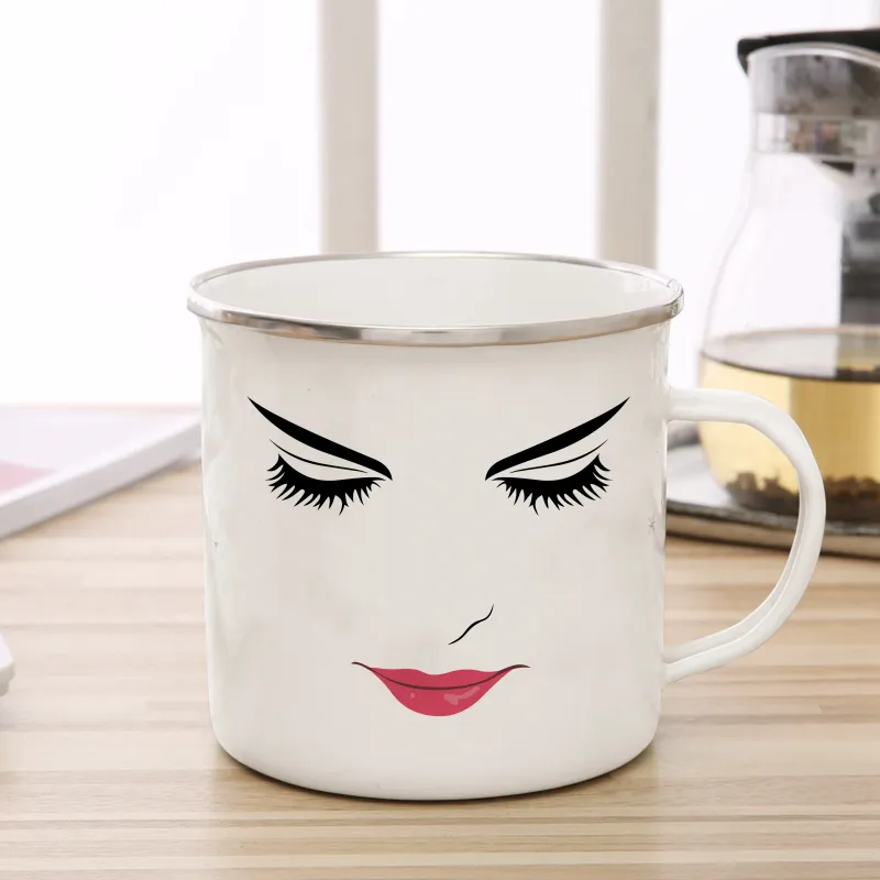 Woman Face Gamer Enamel Coffee Mug 3