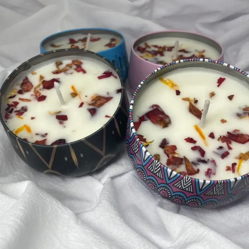 Vintage Can Soy Wax Flower Candle 6