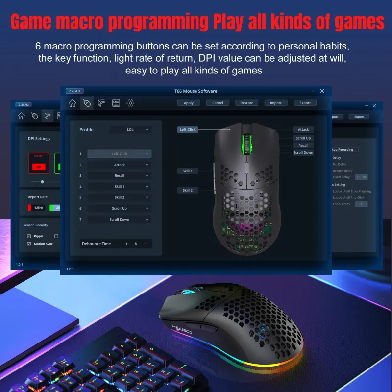 HXSJ T66 10000DPI RGB Wireless Gaming Mouse 4