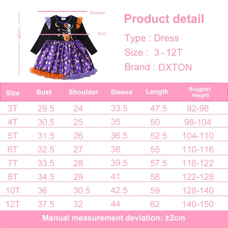 Girls Pumpkin Skull Princess Dress 6