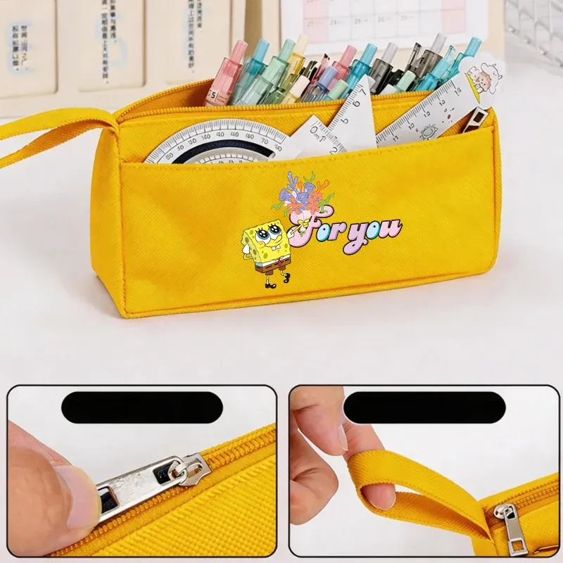 SpongeBob SquarePants Girl Boy Pencil Case Pen Bag Large Capacity Organizer Pouch Student Back To School Supplie Stationery Gift 2