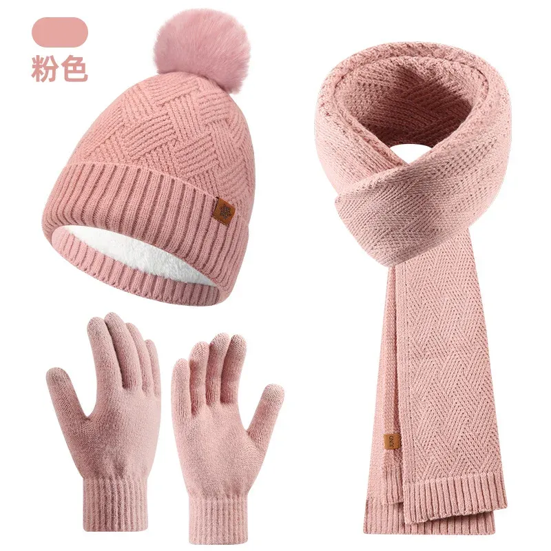 Women's Winter Knitted Hat Scarf Gloves Set 6