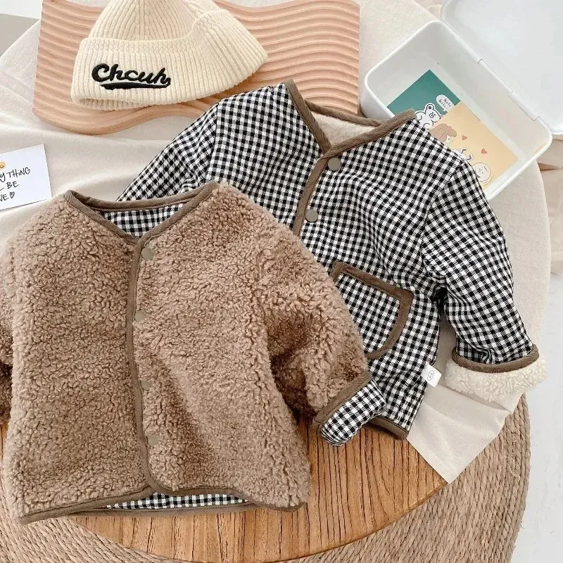 Kids Reversible Plush Plaid Jacket 2