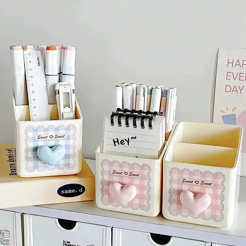 Heart Pattern Desktop Organizer Box 4