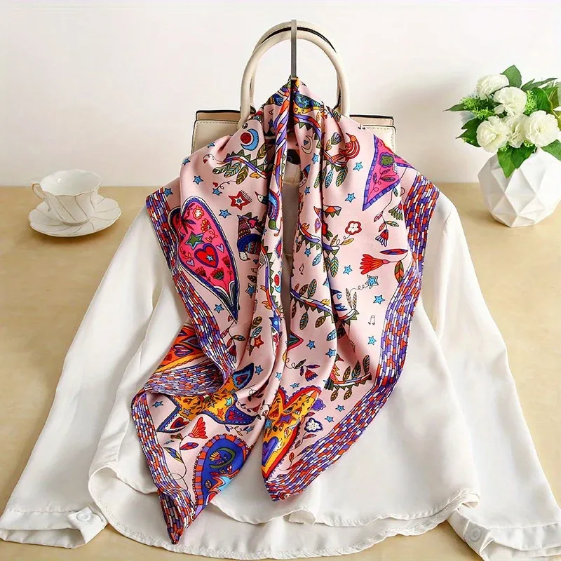 Luxury Tree Print Silk Scarf 90x90cm 3