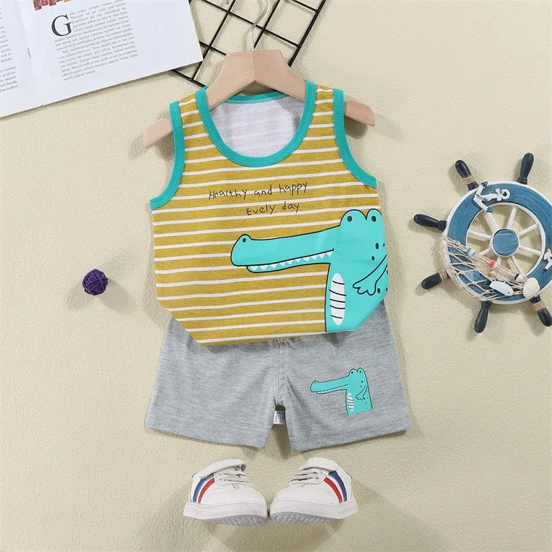 Cartoon Lion Kids Vest Shorts Set 2
