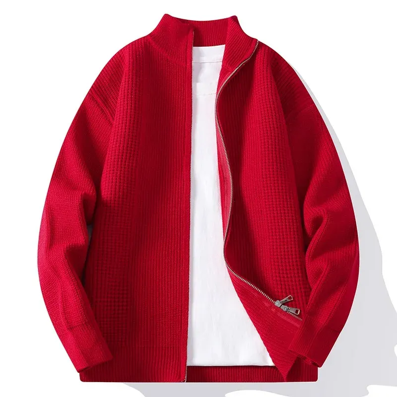Men's Zip Up Knit Cardigan Sweater Coat 4