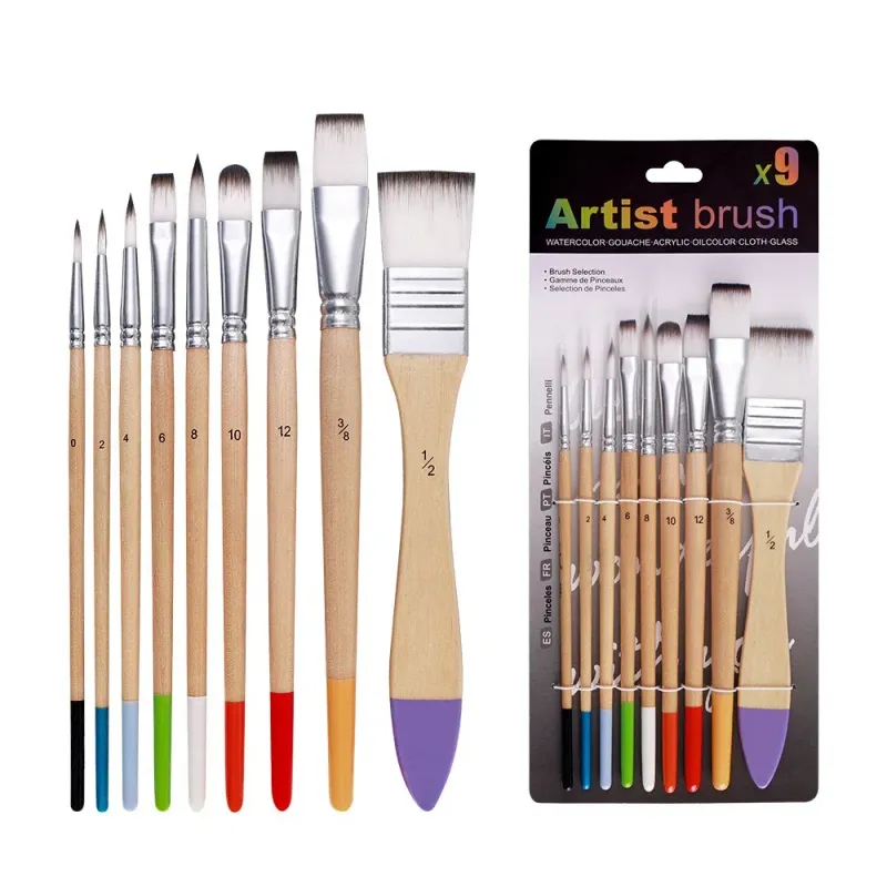 9-Pc Nylon Hair Brush Art Set 1