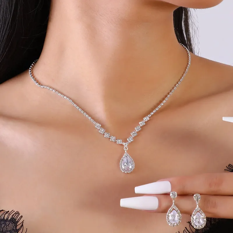 Feng Shui Drop Necklace & Earrings Two Piece Set 1